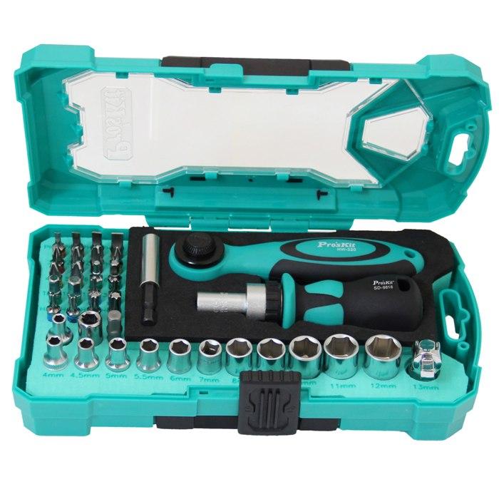 PROSKIT SD-2317M 38PCS 1/4" Drive Socket& Screwdriver Set